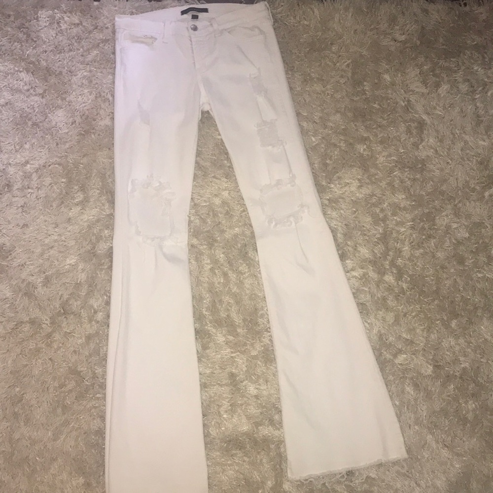 Flying Monkey White Distressed Boot Cut Jeans